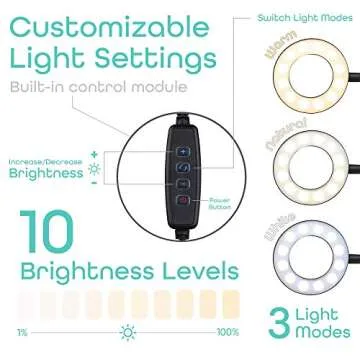 Aduro U-Stream Selfie Ring Light with Stand, Twin Dual Ring Lights with Flexible Gooseneck Phone Holder Arm Stand for iPhone and Android Black