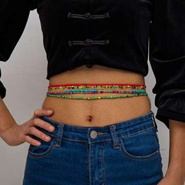 Dresbe Boho Multicolored Beaded Belly Waist Chain