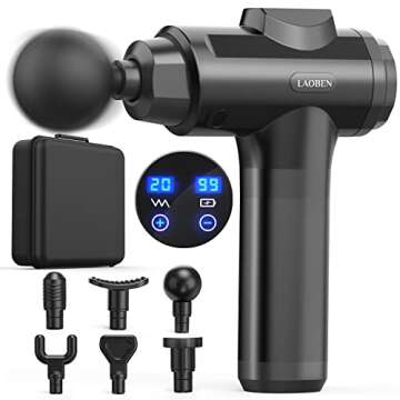 Muscle Massage Gun, LAOBEN Deep Tissue Back Massager with 20 Speeds, Portable Electric Percussion Massager for Family, Lower Back Pain Relief & Neck Stress Relief, Gifts for Dad, Mom (Black), (em15)