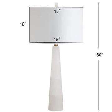 SAFAVIEH Lighting Collection Delilah Alabaster White 30-inch Bedroom Living Room Home Office Desk Nightstand Table Lamp (LED Bulb Included)