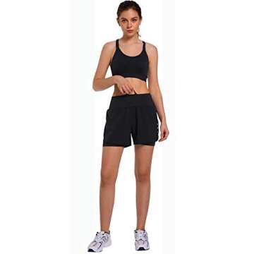 Lightweight Ksmien Women's 2 in 1 Running Shorts with Pockets