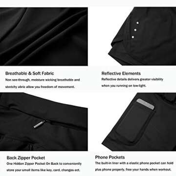 Lightweight Ksmien Women's 2 in 1 Running Shorts with Pockets