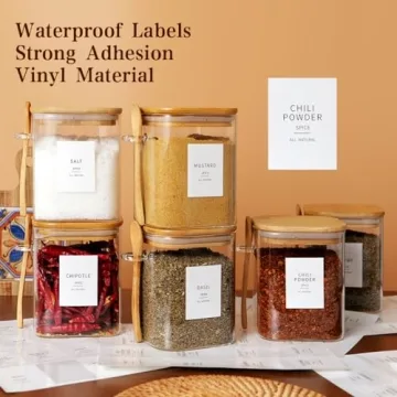 HHMJSM 6 Pcs Square Glass Jars with Bamboo Lids & Labels