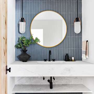 Gold Round Mirror 30 Inch, Gold Circle Mirror for Wall, Wall Mirror, Gold Bathroom Mirror, Gold Mirrors for Bathroom, Living Room, Bedroom, Vanity, Entryway