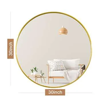 Gold Round Mirror 30 Inch, Gold Circle Mirror for Wall, Wall Mirror, Gold Bathroom Mirror, Gold Mirrors for Bathroom, Living Room, Bedroom, Vanity, Entryway