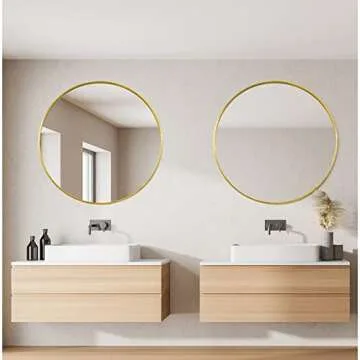 Gold Round Mirror 30 Inch, Gold Circle Mirror for Wall, Wall Mirror, Gold Bathroom Mirror, Gold Mirrors for Bathroom, Living Room, Bedroom, Vanity, Entryway