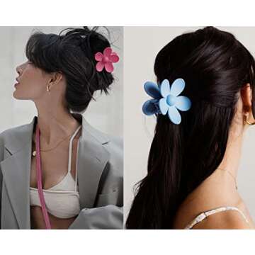 Big Hair Claw Clips Matte Flower Hair Clips Non Slip Cute Hair Catch Barrettes Jaw Clamps 6 Colors for Medium Thick Hair Women Girls 6PCS (colourful)