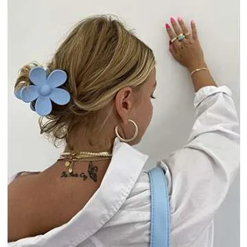 Big Hair Claw Clips Matte Flower Hair Clips Non Slip Cute Hair Catch Barrettes Jaw Clamps 6 Colors for Medium Thick Hair Women Girls 6PCS (colourful)