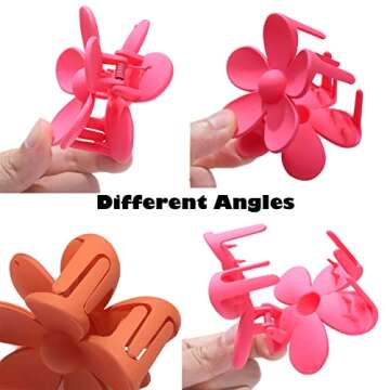 Big Hair Claw Clips Matte Flower Hair Clips Non Slip Cute Hair Catch Barrettes Jaw Clamps 6 Colors for Medium Thick Hair Women Girls 6PCS (colourful)