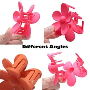 Big Hair Claw Clips Matte Flower Hair Clips Non Slip Cute Hair Catch Barrettes Jaw Clamps 6 Colors for Medium Thick Hair Women Girls 6PCS (colourful)