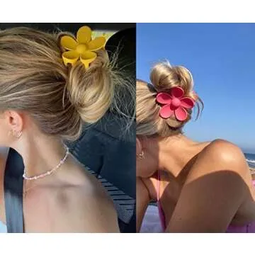 Big Hair Claw Clips Matte Flower Hair Clips Non Slip Cute Hair Catch Barrettes Jaw Clamps 6 Colors for Medium Thick Hair Women Girls 6PCS (colourful)