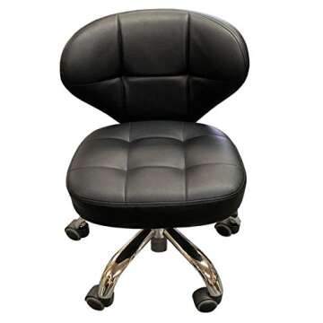 VTD Nail Stool Bar Spa Salon Pedicure Short Chair Adjustable 13.5'' to 15.5'' Black/Cappuccino/Creme...