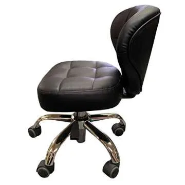 VTD Nail Stool Bar Spa Salon Pedicure Short Chair Adjustable 13.5'' to 15.5'' Black/Cappuccino/Creme (Black)