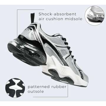 LUCKY STEP Women's Air Cushion Running Shoes Athletic Tennis Sneakers Lightweight Sports Mesh Gym Jo...