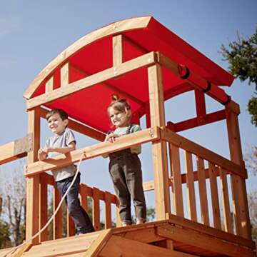 Little Tikes Real Wood Adventures Wildcat Falls Exclusive Wooden Outdoor Playset Playground with Slide, Swing Set and Climbing Wall for Kids Backyard Kids Activity, Amazon Exclusive Multicolor