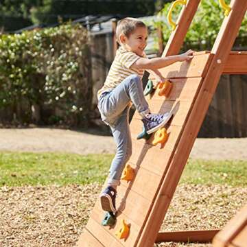 Little Tikes Real Wood Adventures Wildcat Falls Exclusive Wooden Outdoor Playset Playground with Slide, Swing Set and Climbing Wall for Kids Backyard Kids Activity, Amazon Exclusive Multicolor