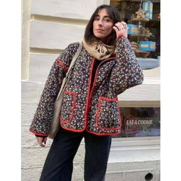 Yimoon Women's Quilted Floral Puffer Jacket 2024