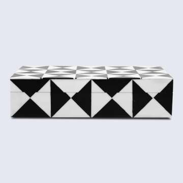 Handicrafts Home Handmade Triangle-B&W Collection Decorative Jewelry Box Organizer – Keepsakes, Trinkets, and Home Decor – Antique Coffee Table Storage, Memory Box, Farmhouse Style Decor, 8x5x2