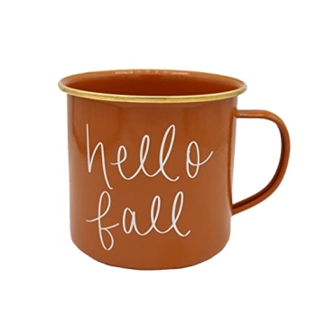 Hello Fall Galvanized Steel Campfire Style Coffee Mug 18oz