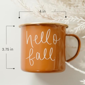 Hello Fall Galvanized Steel Campfire Style Coffee Mug 18oz