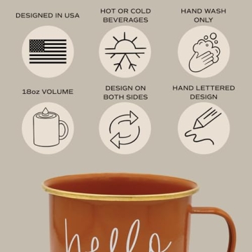 Hello Fall Galvanized Steel Campfire Style Coffee Mug 18oz
