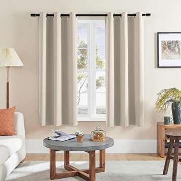 Rutterllow Blackout Curtains for Bedroom, Thermal Insulated Room Darkening Curtains 2 Panels for Living Room, Grommet Top (42x63 Inch, Beige)