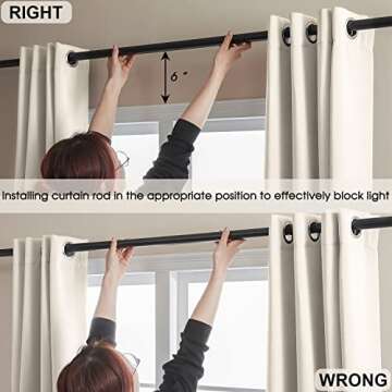 Rutterllow Blackout Curtains for Bedroom, Thermal Insulated Room Darkening Curtains 2 Panels for Living Room, Grommet Top (42x63 Inch, Beige)