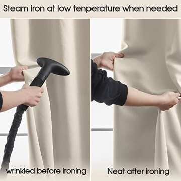 Rutterllow Blackout Curtains for Bedroom, Thermal Insulated Room Darkening Curtains 2 Panels for Living Room, Grommet Top (42x63 Inch, Beige)