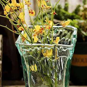 Funsoba Crystal Clear Glass Flower Vase for Home Wedding Moden Centerpieces Decorative (Green)