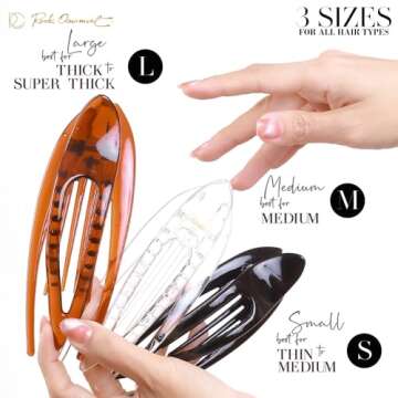 RC ROCHE ORNAMENT 6 Pcs Womens French Concord Curved Hair Clip No Slip Strong Grip Comfortable Hold Girls Ladies Beauty Accessory Fashion Pin Teeth Clamp, Large Classic Multicolor