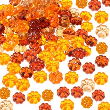 Tatuo 110 Pieces Mini Pumpkins Fall Decorations Acrylic Plastic Pumpkin Beads Ornaments Fall Vase Fi...