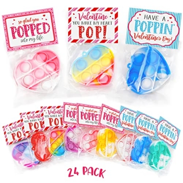 Heart Pop Fidget Toys & Cards for Children's Valentine's Day Fun