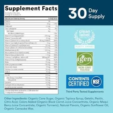 SmartyPants Multivitamin for Men, Gummies: Omega 3 Fish Oil (EPA/DHA), Methylfolate, CoQ10, Vitamin D3, C, Vitamin B12, B6, A, K & Zinc for Immune Support, Biotin, 180 Gummies (30 Day Supply)