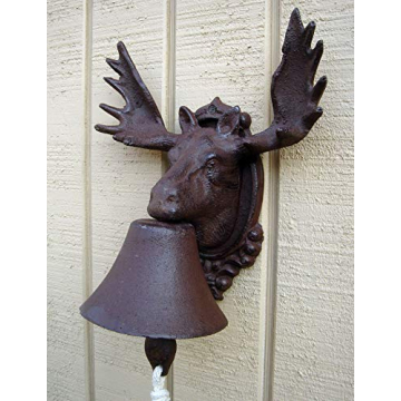 Rustic Cast Iron Moose Dinner Bell for Lodge Decor