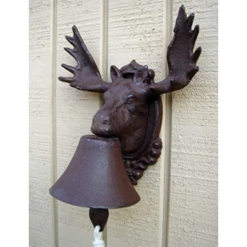 Rustic Cast Iron Moose Dinner Bell for Lodge Decor