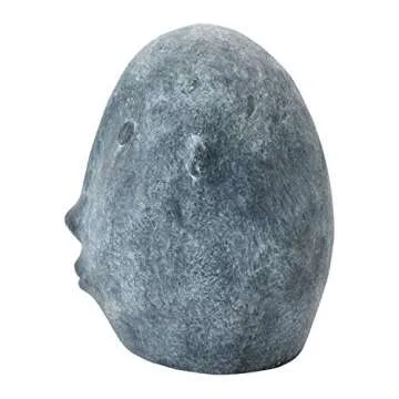 Boho Terra-Cotta Face Sculpture in Matte Black