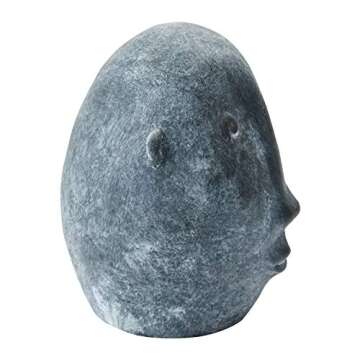 Boho Terra-Cotta Face Sculpture in Matte Black