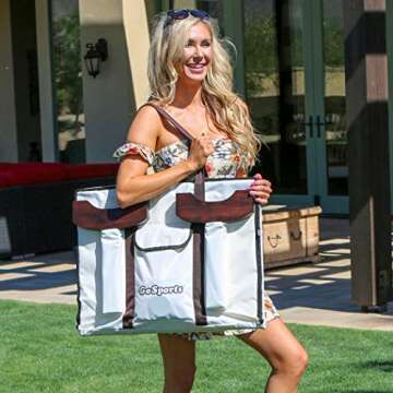 GoSports 2 Foot Width Giant 4 in A Row Game with Carrying Case, Made from Wood