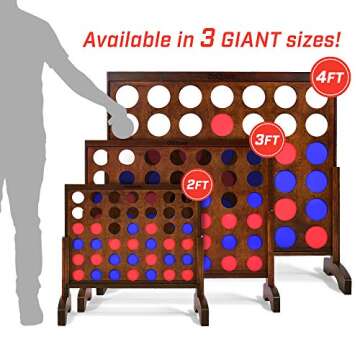 GoSports 2 Foot Width Giant 4 in A Row Game with Carrying Case, Made from Wood