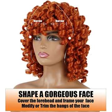 PHOENIXFLY Orange Curly Wigs for Black Women Short Curly Wigs for Women Curly Synthetic Hair Wigs Heat Resistant Hair Replacement Wigs with Wig Caps (Orange)