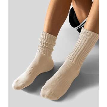 AugRing Women's Retro Slouchy Crew Socks 3-Pack