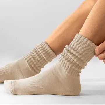 AugRing Women's Retro Slouchy Crew Socks 3-Pack