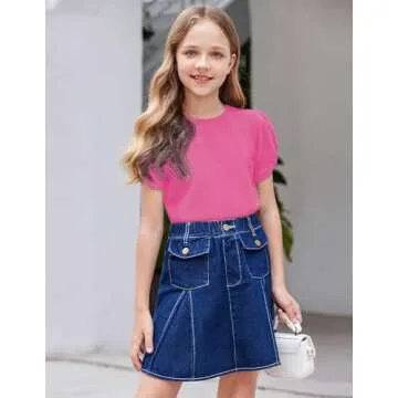 Arshiner Girls Casual Short-Sleeve T-Shirt Cute Summer Blouse for Girls Twist Sleeve Tunic Tee Tops ...