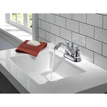 Delta Faucet Haywood Centerset Bathroom Faucet, Chrome Bathroom Sink Faucet, 2 Handle Bathroom Faucet, Drain Assembly, Chrome 25999LF