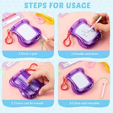 24 Sets Mini Magnetic Drawing Board with Kids Cards Backpack Keychain Clip Drawing Boards, Erasable Doodle and Writing Pad for Kids Boys Girls Valentine Gift Birthday Party Classroom Prize Supply