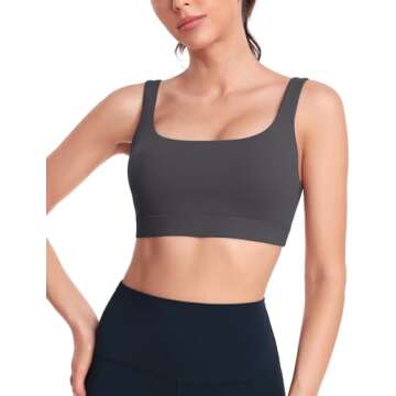 HeyNuts Wonder Sports Bras for Women Medium Support Yoga Bras Workout Bras with Removable Pads Graphite Grey S