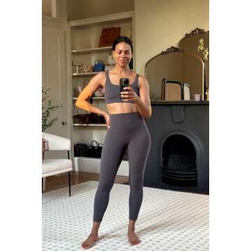 HeyNuts Wonder Sports Bras for Women Medium Support Yoga Bras Workout Bras with Removable Pads Graphite Grey S