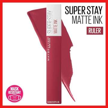 Maybelline Super Stay Matte Ink Liquid Lipstick Makeup, Long Lasting High Impact Color, Up to 16H Wear, Ruler, Deep Cranberry, 1 Count