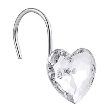 Actpe Crystal Heart Shower Curtain Hooks - Rust Resistant