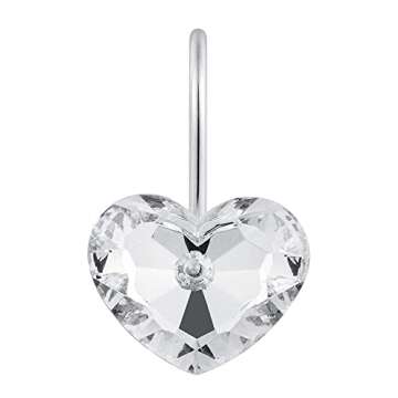 Actpe Decorative Crystal Heart Shape Shower Curtain Hooks Rust Resistant Hooks Glide Shower Ring Hangs Holder Bling for Bathroom, Pack of 12